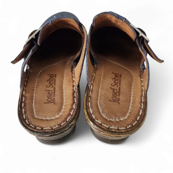 JOSEF SEIBEL Leather Buckle Clogs navy blue EU 37 (approx. US women's 6.5–7) - Picture 6 of 11